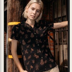 NWOT Pyknic Spicy Noods Button Up Top Sz M Ret$48